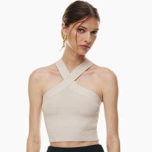 Aritzia matte pearle criss cross Babaton top